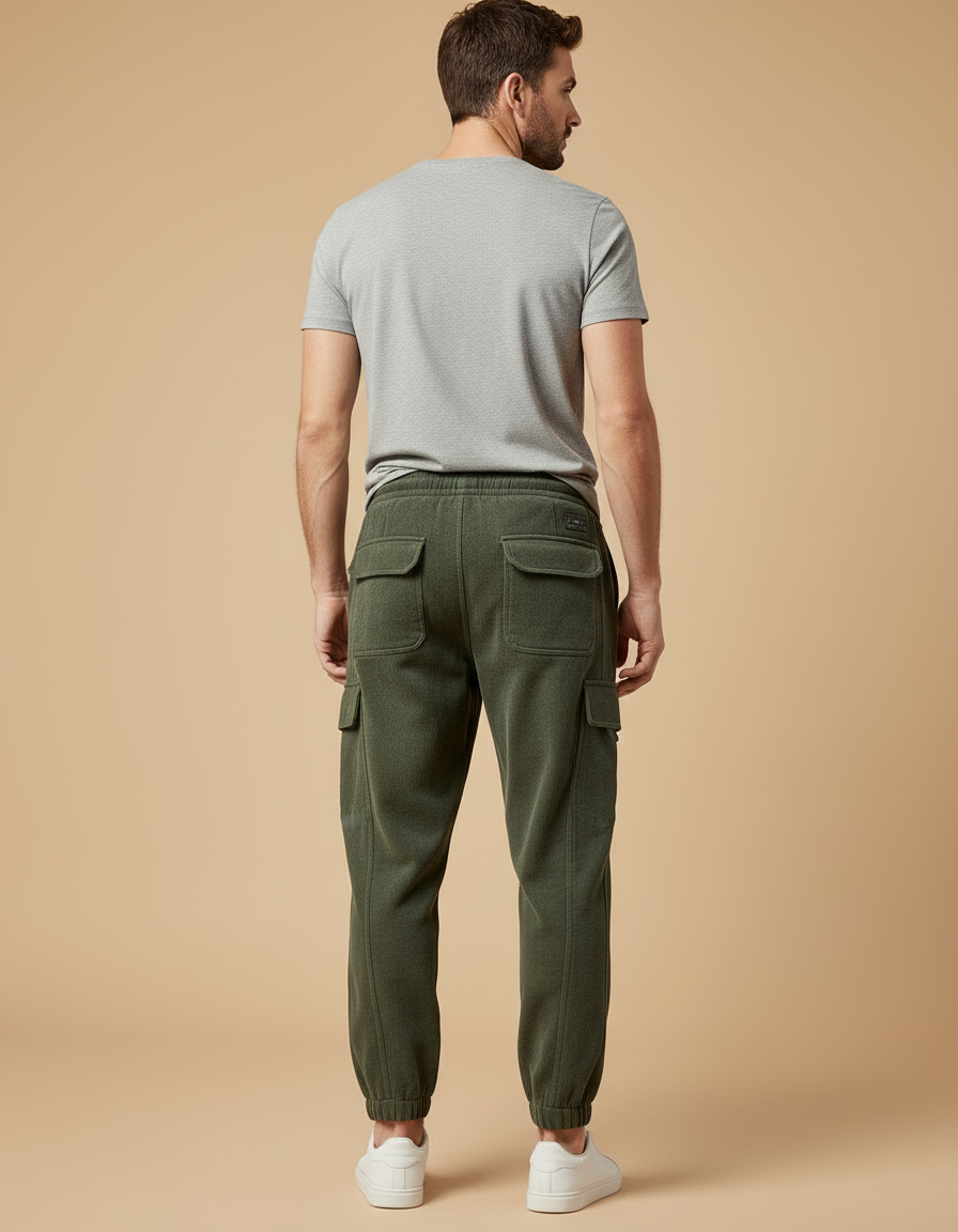 Pantalon Cargo Vert Côtelé Ample Homme Cordon - Cordé - vue 2