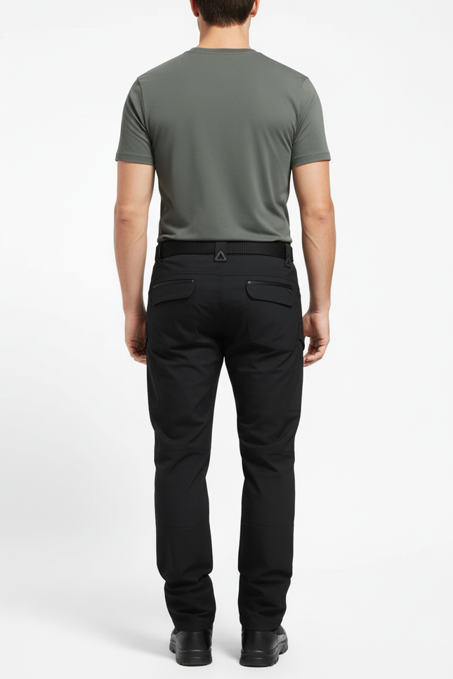 Pantalon Cargo Noir Homme Tactique Multipoches Slim - Polyester - vue 2