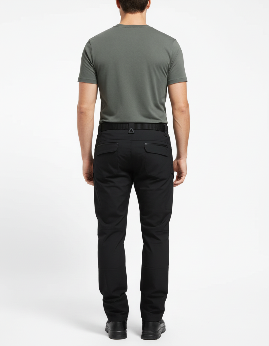 Pantalon Cargo Noir Homme Tactique Multipoches Slim - Polyester - vue 2