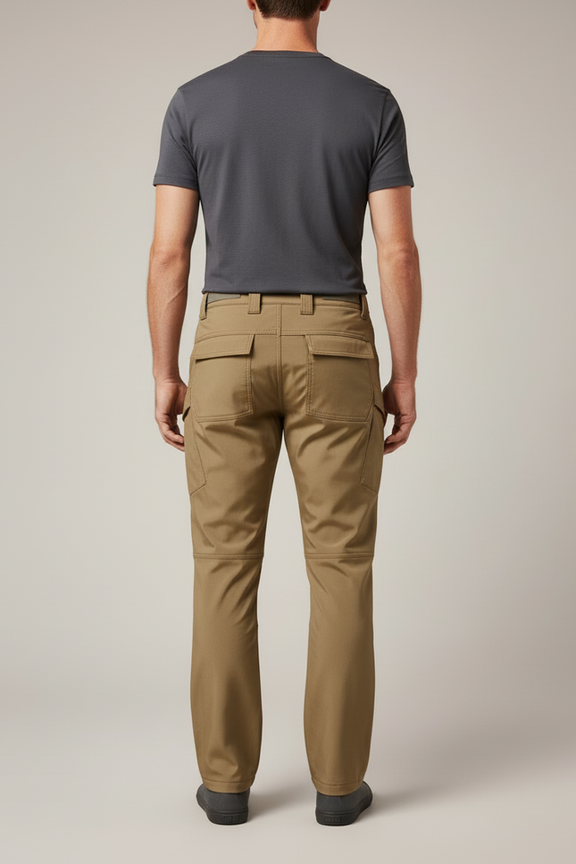 Pantalon Cargo Homme Marron Tactique Extensible Multi-Poches - Camel Polyester - vue 2