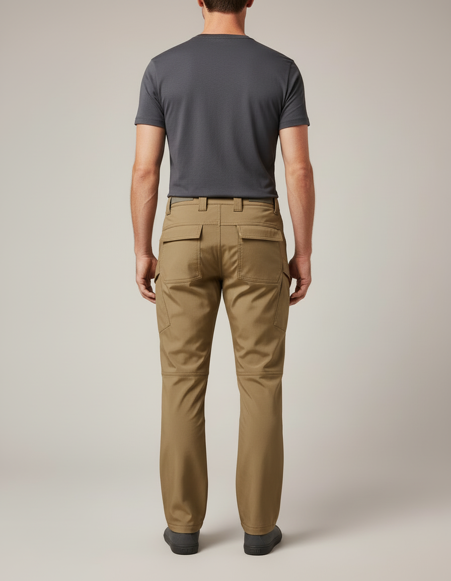 Pantalon Cargo Homme Marron Tactique Extensible Multi-Poches - Camel Polyester - vue 2