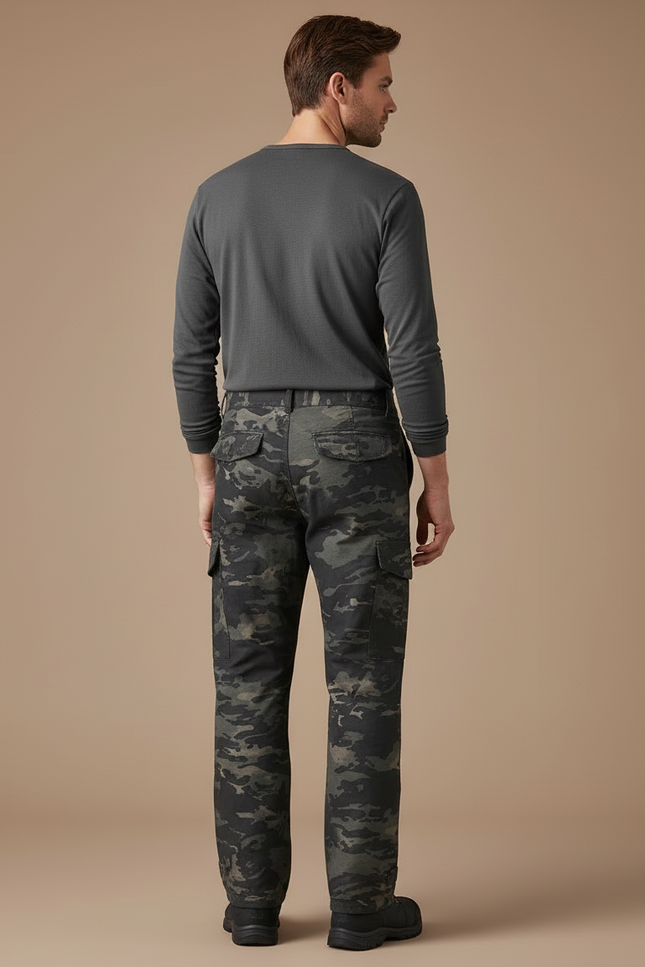 Pantalon Cargo Camouflage Militaire Ample Multipoches Homme - Multicolore Toile - vue 2