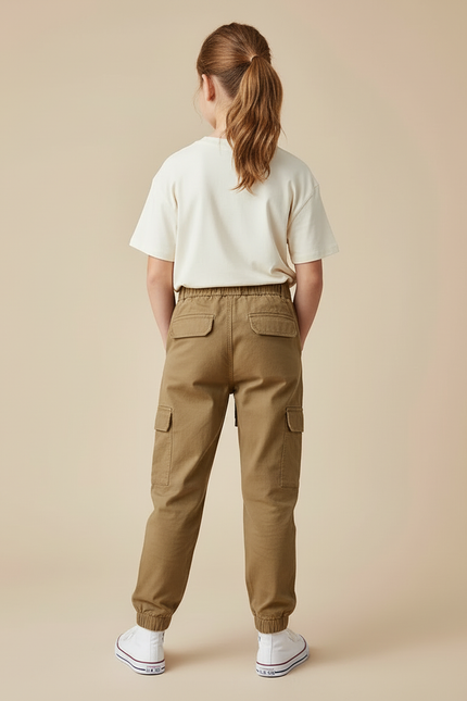Pantalon Cargo Kaki Ample Coton Élastique Enfant - vue 2