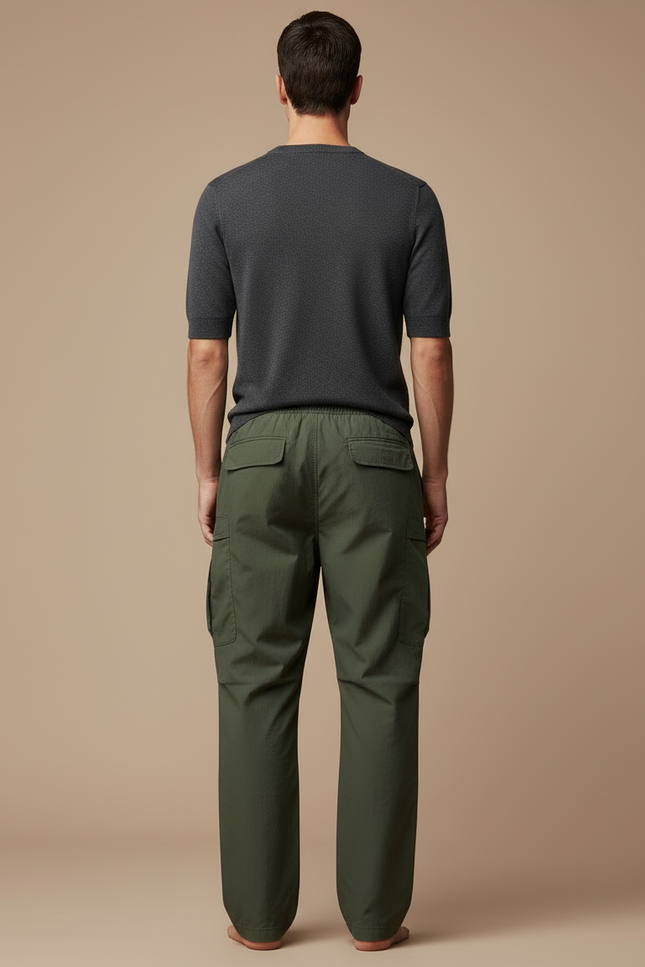 Pantalon Cargo Kaki Ample Léger Décontracté Homme - Polyester - vue 2