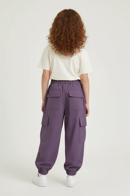 Pantalon Cargo Violet Ample Léger Enfant Fille - Polyester - vue 2