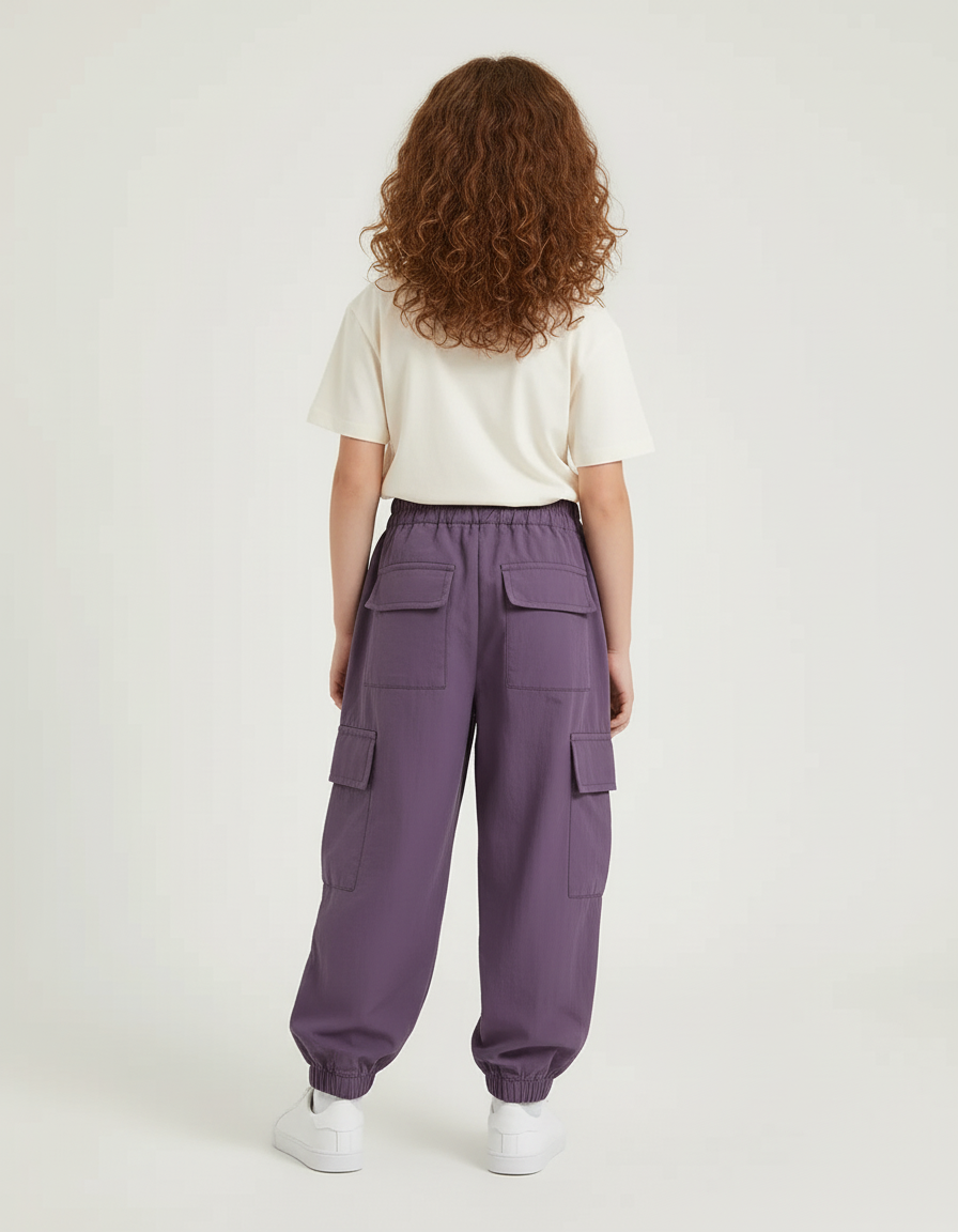 Pantalon Cargo Violet Ample Léger Enfant Fille - Polyester - vue 2