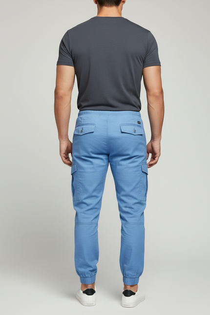 Pantalon Cargo Bleu Ciel - Toile - vue 2