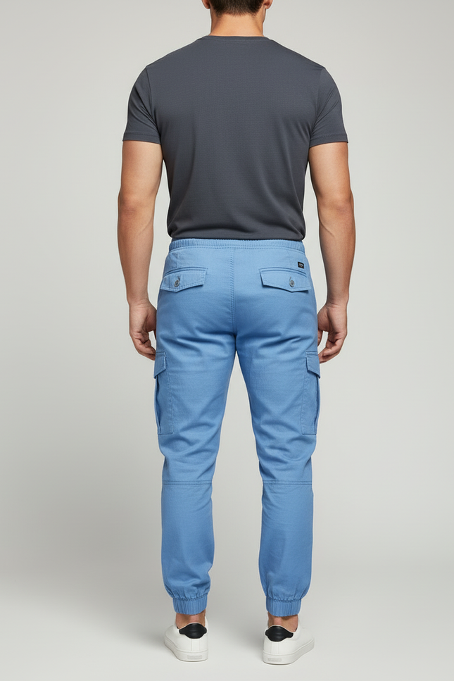 Pantalon Cargo Bleu Ciel - Toile - vue 2