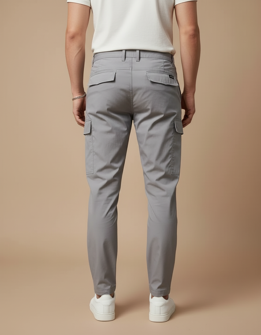 Pantalon Cargo Gris Extensible Multipoches Homme - Polyester - vue 2