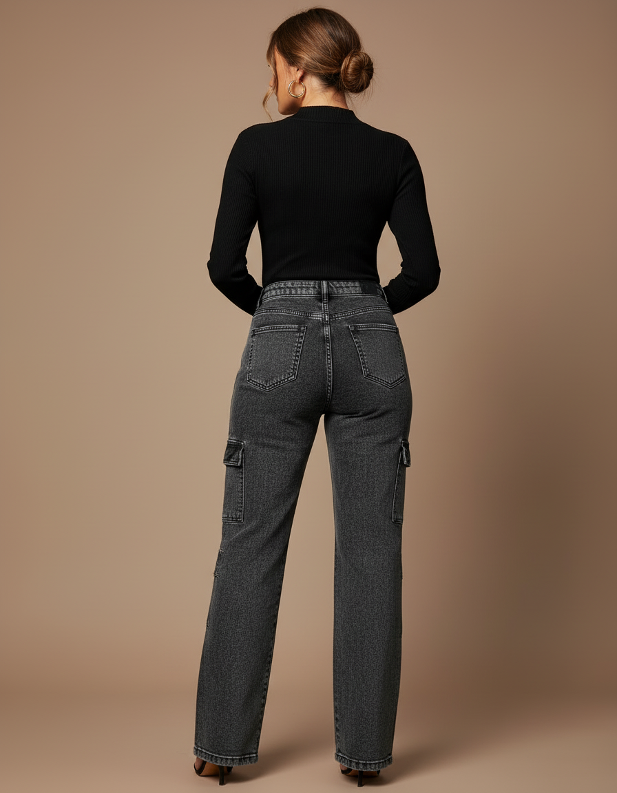 Pantalon Cargo Plus Size - Gris Jean - vue 2