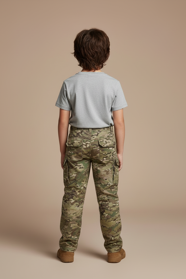Pantalon Cargo Camouflage Militaire Enfant Tactique Résistant - Multicolore Toile - vue 2