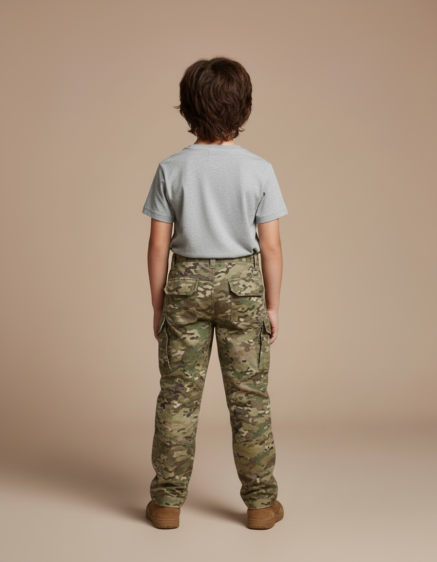 Pantalon Cargo Camouflage Militaire Enfant Tactique Résistant - Multicolore Toile - vue 2