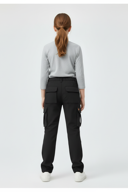 Pantalon Cargo Noir Ample Doublé Enfant - Polyester - vue 2