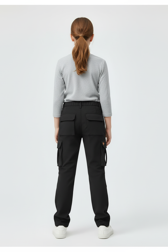 Pantalon Cargo Noir Ample Doublé Enfant - Polyester - vue 2