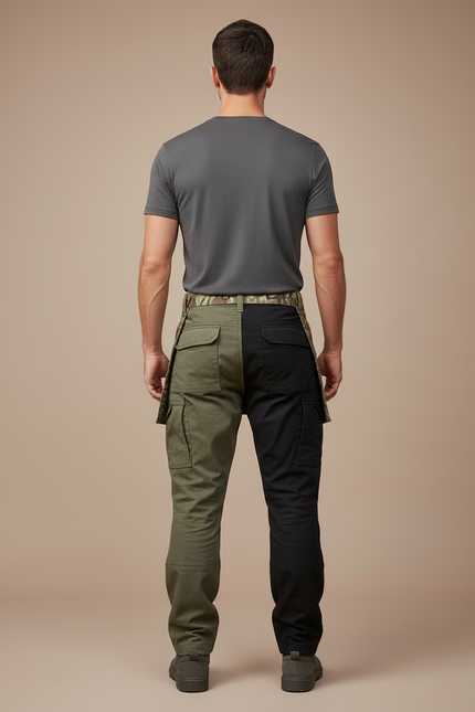 Pantalon Cargo Camouflage Militaire Bicolore Tactique Robuste - Multicolore Toile - vue 2