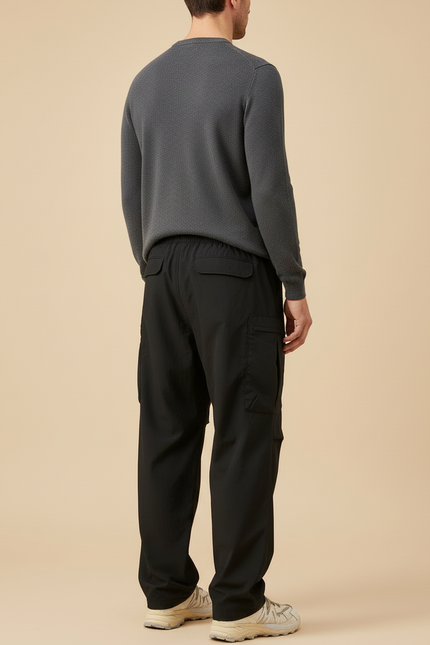 Pantalon Cargo Noir Décontracté Ample Multi-Poches Sportif - Polyester - vue 2