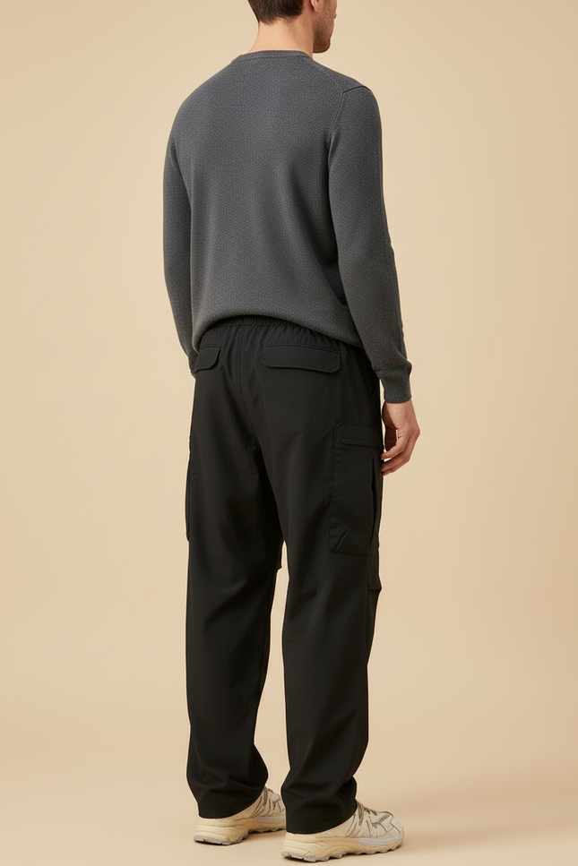 Pantalon Cargo Noir Décontracté Ample Multi-Poches Sportif - Polyester - vue 2