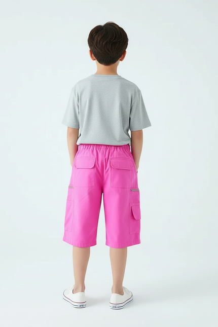 Pantalon Cargo Rose Ample Coton Poches Zippées - vue 2