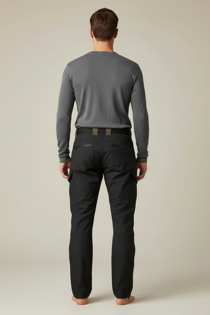 Pantalon Cargo Noir Homme Technique Multipoches Urbain - Polyester - vue 2