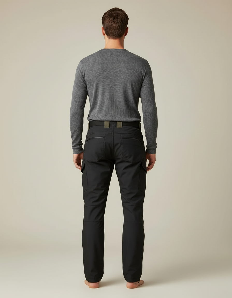 Pantalon Cargo Noir Homme Technique Multipoches Urbain - Polyester - vue 2