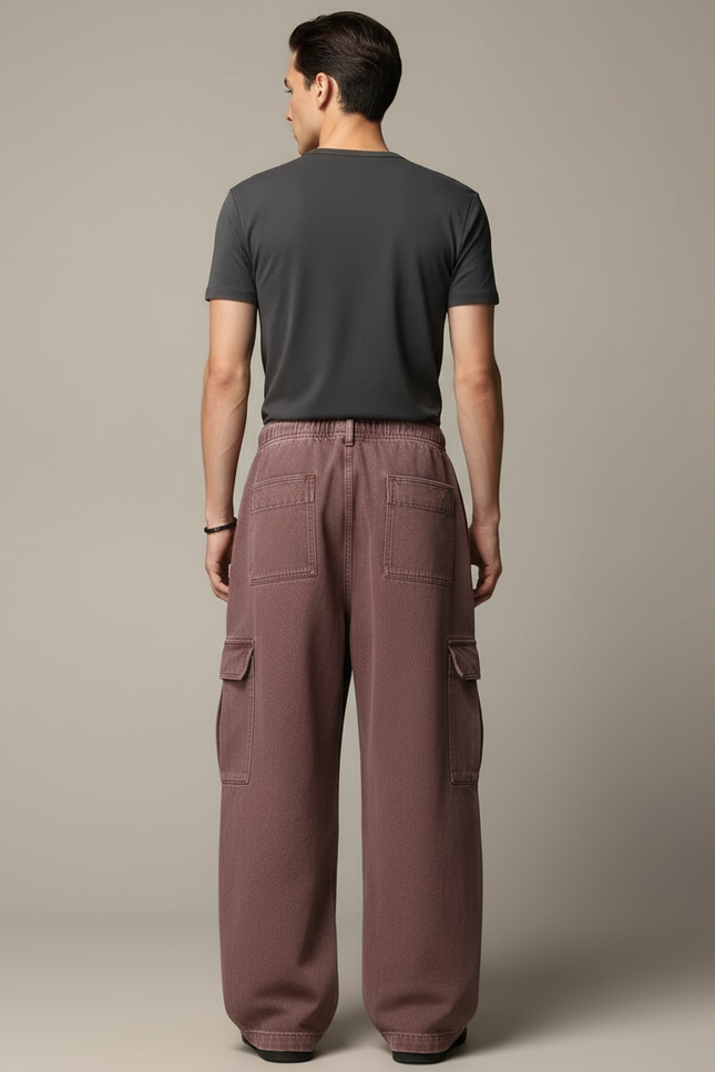 Pantalon Cargo Marron Ample Coton Multi-poches Décontracté - vue 2