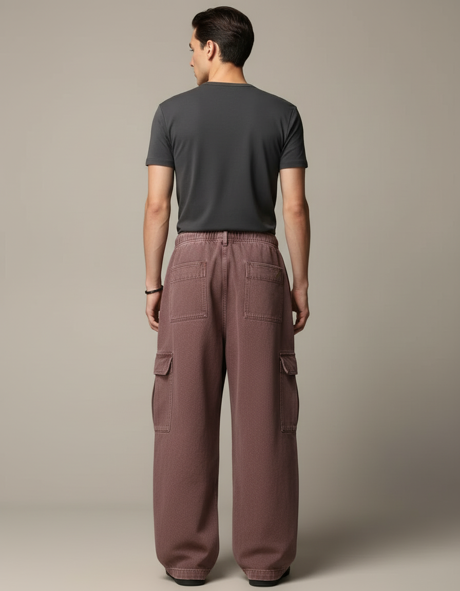 Pantalon Cargo Marron Ample Coton Multi-poches Décontracté - vue 2