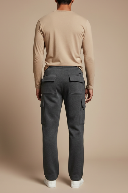 Pantalon Cargo Gris Ample Molletonné Homme Décontracté - vue 2