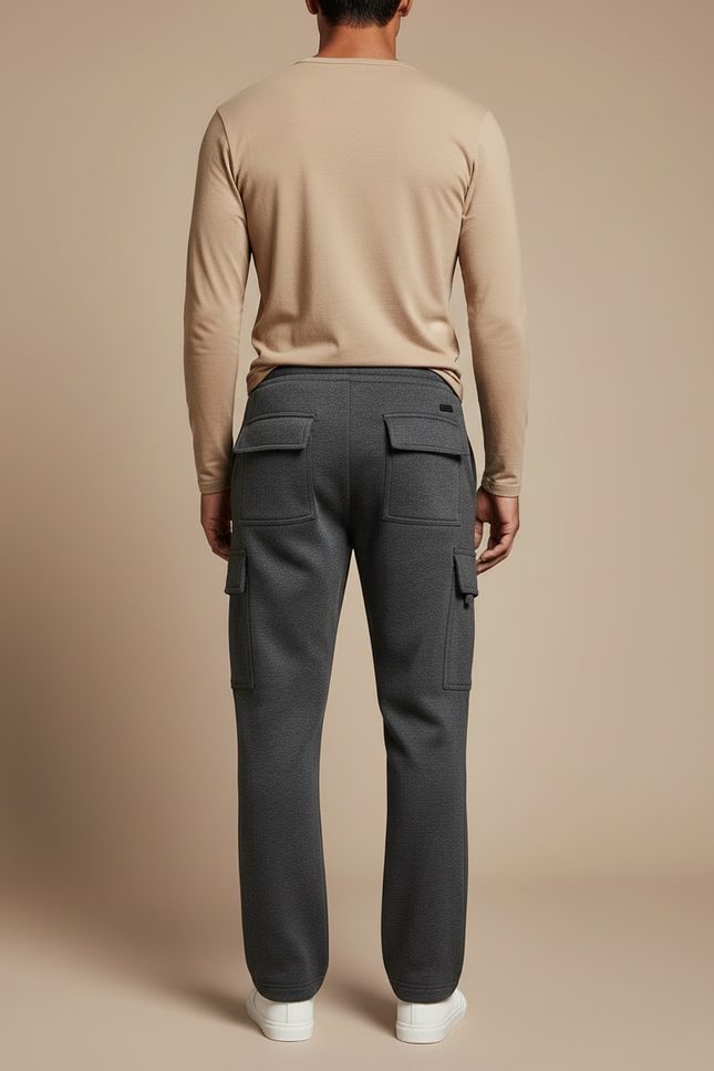 Pantalon Cargo Gris Ample Molletonné Homme Décontracté - vue 2