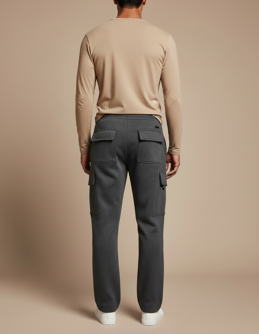 Pantalon Cargo Gris Ample Molletonné Homme Décontracté - vue 2