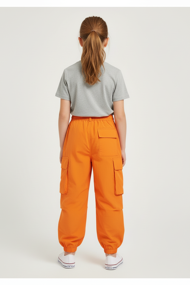 Pantalon Cargo Fille Orange Parachute - Polyester - vue 2