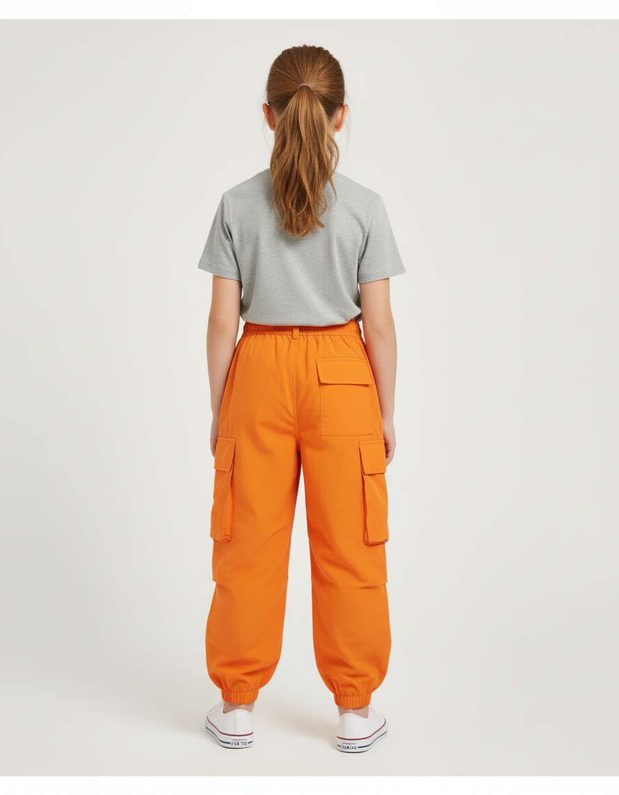 Pantalon Cargo Fille Orange Parachute - Polyester - vue 2