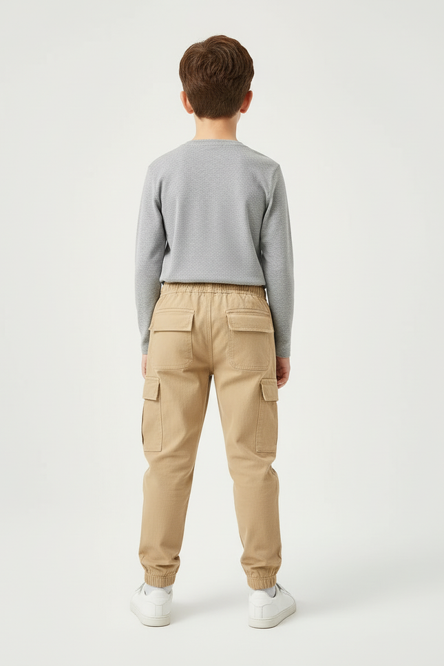 Pantalon Cargo Beige Ample Décontracté Enfant Garçon - Toile - vue 2