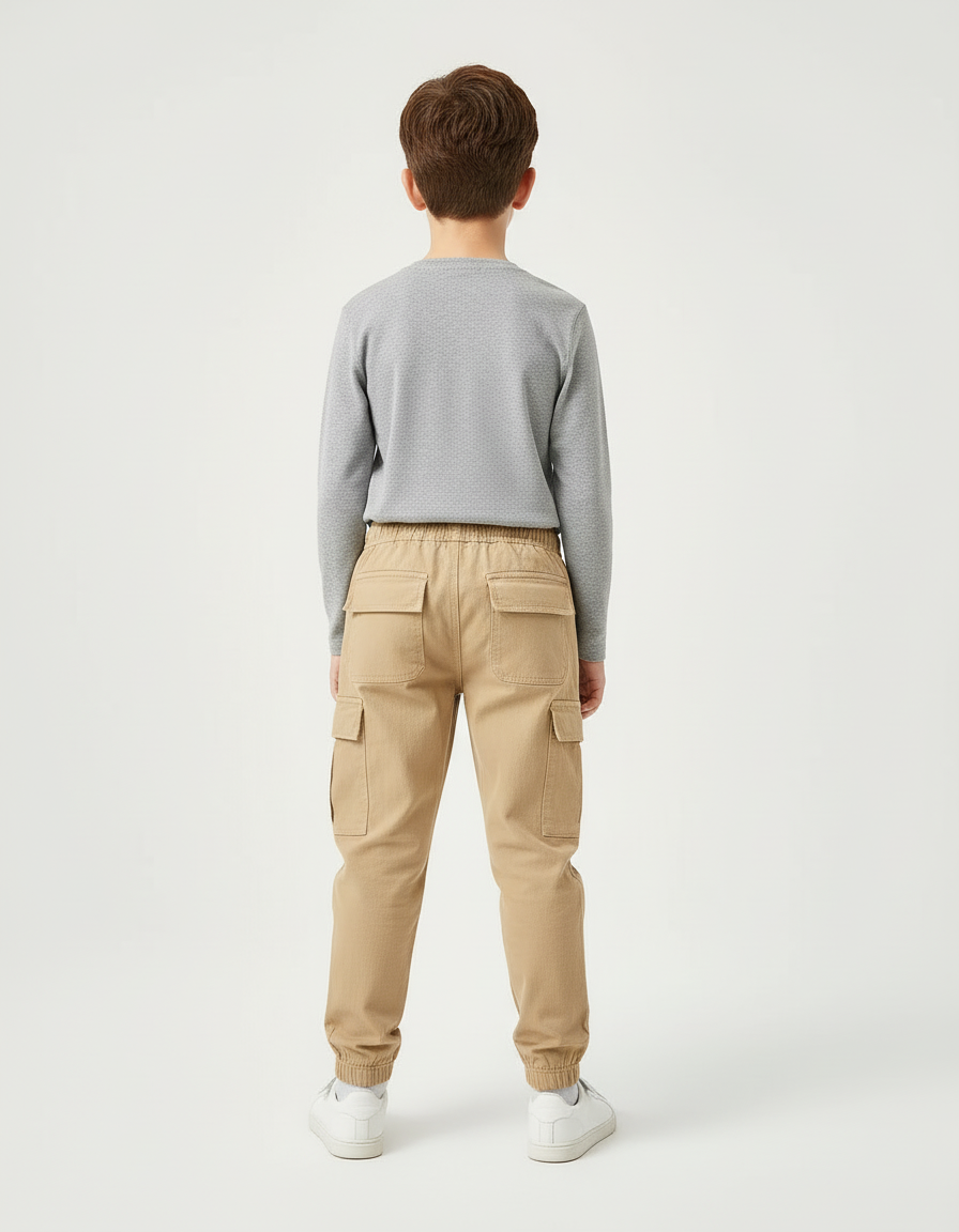 Pantalon Cargo Beige Ample Décontracté Enfant Garçon - Toile - vue 2