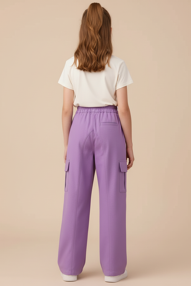 Pantalon Cargo Violet Ample Poches Fille - Toile - vue 2
