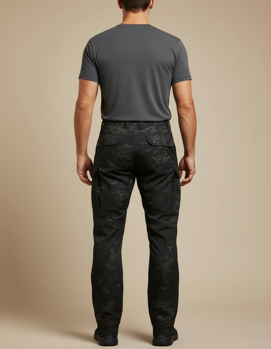 Pantalon Cargo Noir Camouflage Tactique Multipoches Homme - Polyester - vue 2