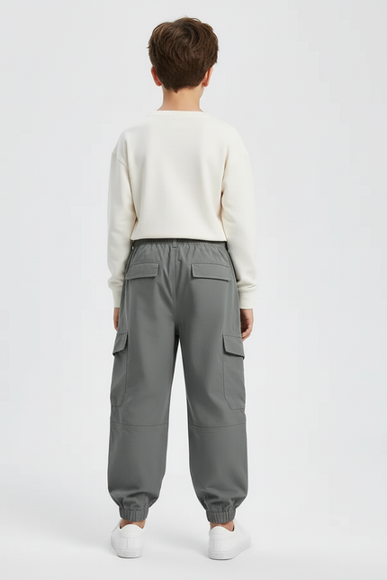 Pantalon Cargo Gris Ample Multipoches Enfant Garçon - Polyester - vue 2