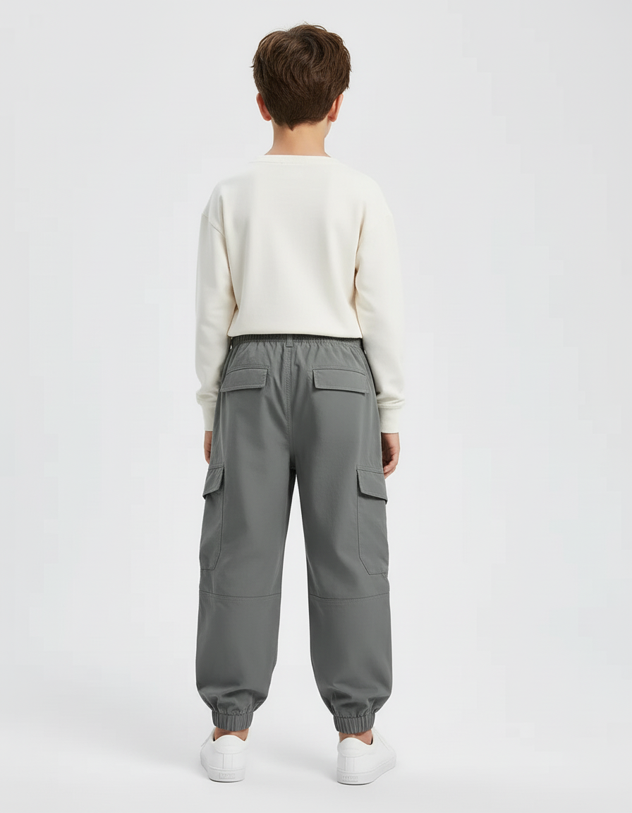 Pantalon Cargo Gris Ample Multipoches Enfant Garçon - Polyester - vue 2