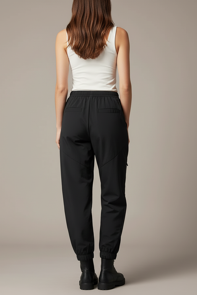Pantalon Cargo Noir Décontracté Zippé Multipoches Femme - Polyester - vue 2