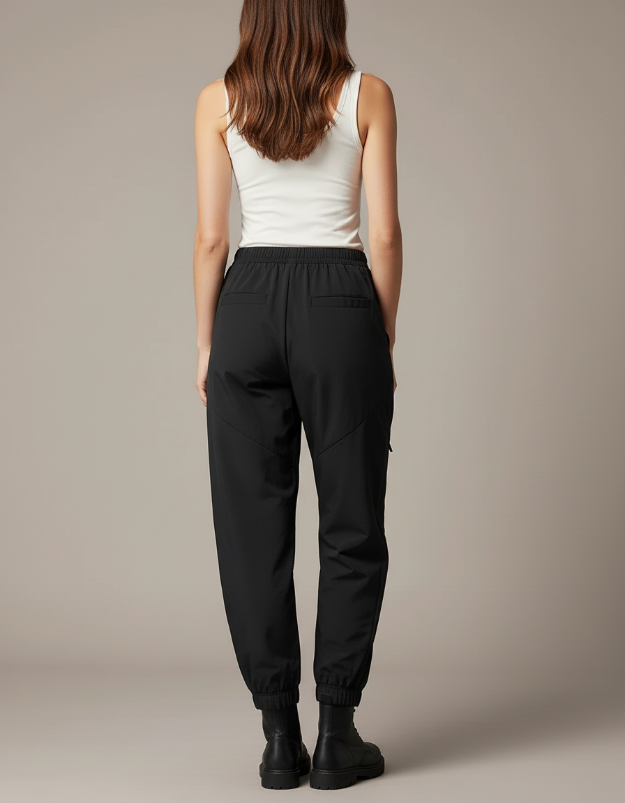 Pantalon Cargo Noir Décontracté Zippé Multipoches Femme - Polyester - vue 2