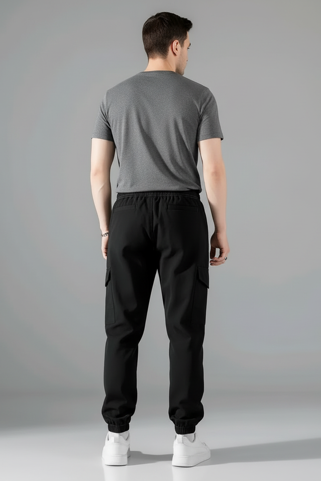Pantalon Cargo Noir Décontracté Cordon Multipoches Homme - Polyester - vue 2