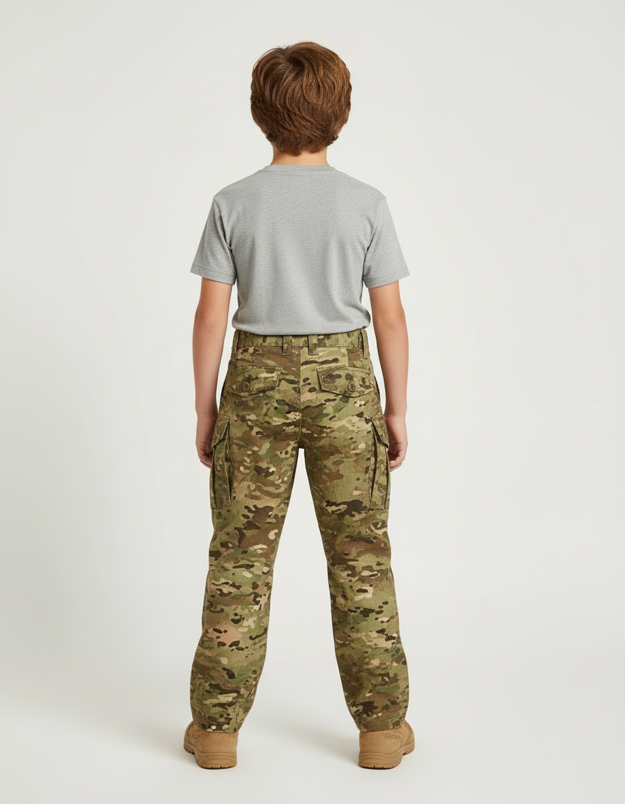Pantalon Cargo Camouflage Militaire Tactique Multipoches Enfant - Multicolore Toile - vue 2