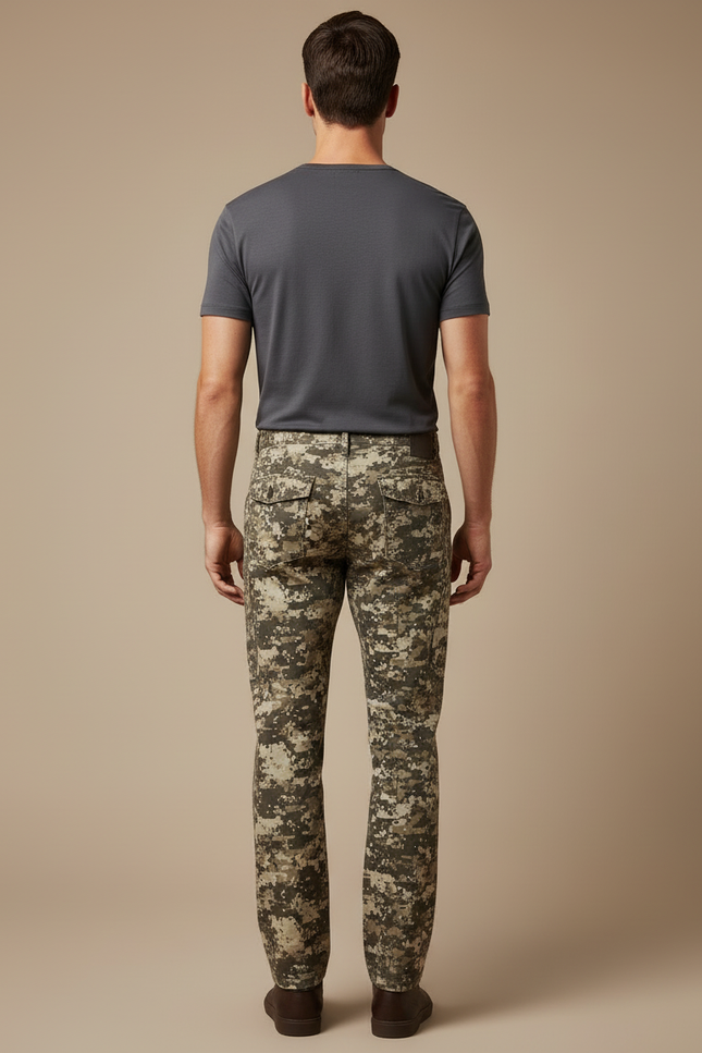 Pantalon Cargo Camouflage Militaire Digital Décontracté Homme - Kaki Toile - vue 2