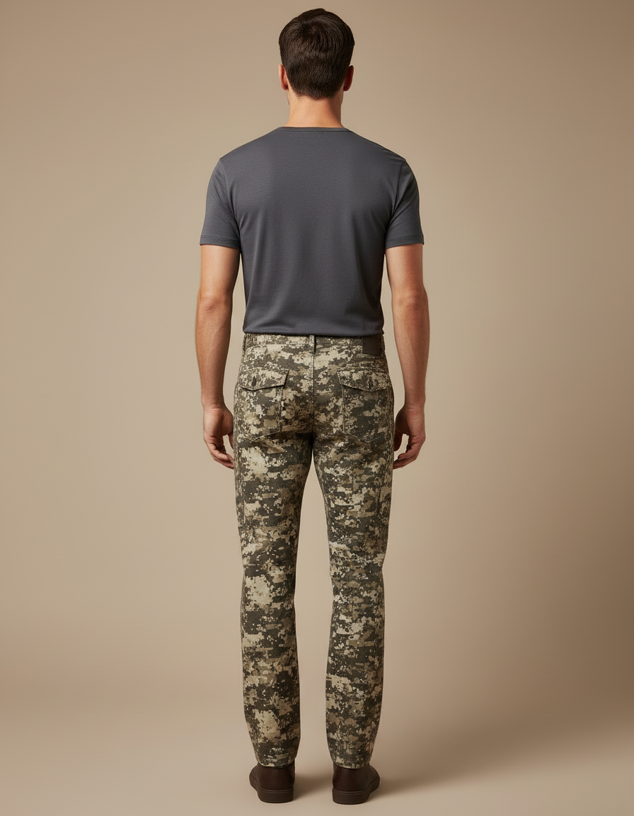 Pantalon Cargo Camouflage Militaire Digital Décontracté Homme - Kaki Toile - vue 2