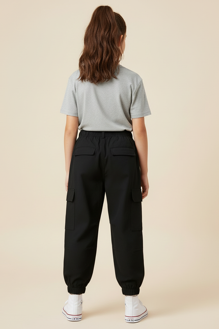 Pantalon Cargo Noir Ample Décontracté Enfant - Polyester - vue 2