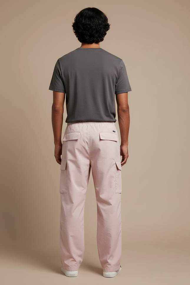 Pantalon Cargo Rose Ample Décontracté Homme Coton - Toile - vue 2