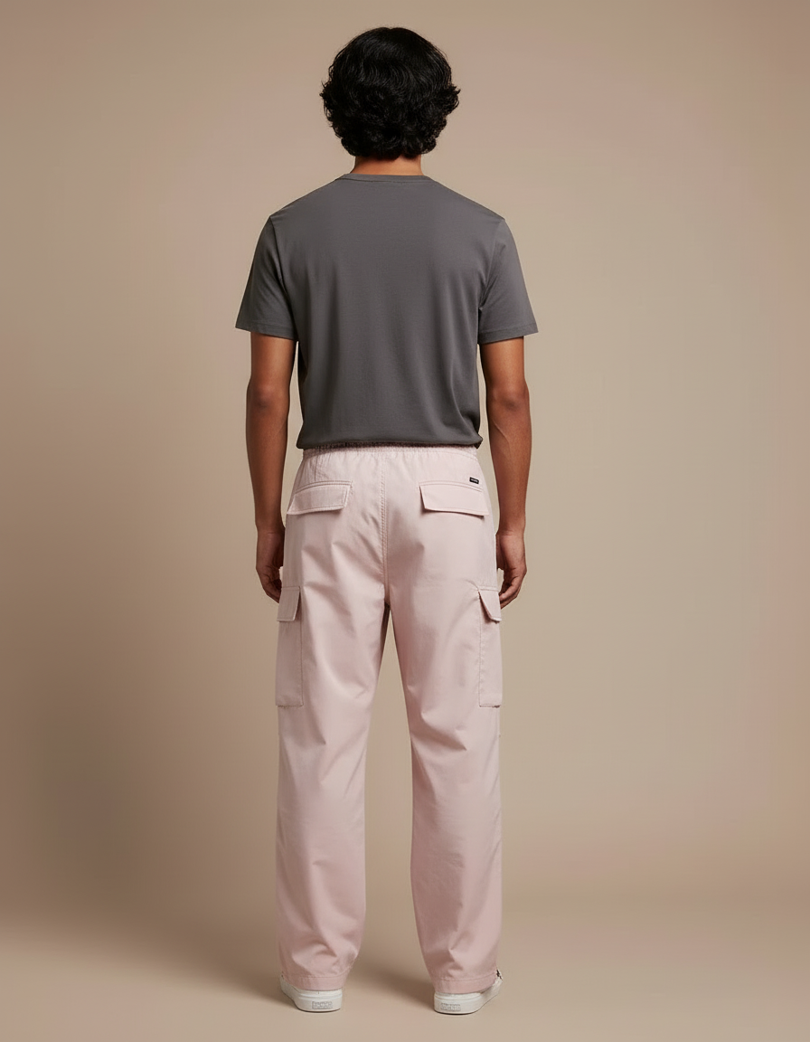 Pantalon Cargo Rose Ample Décontracté Homme Coton - Toile - vue 2
