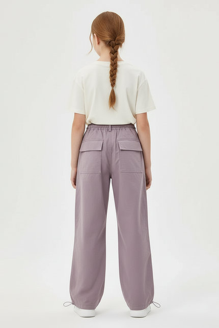 Pantalon Cargo Ample Violet Multipoches Fille Décontracté - Polyester - vue 2