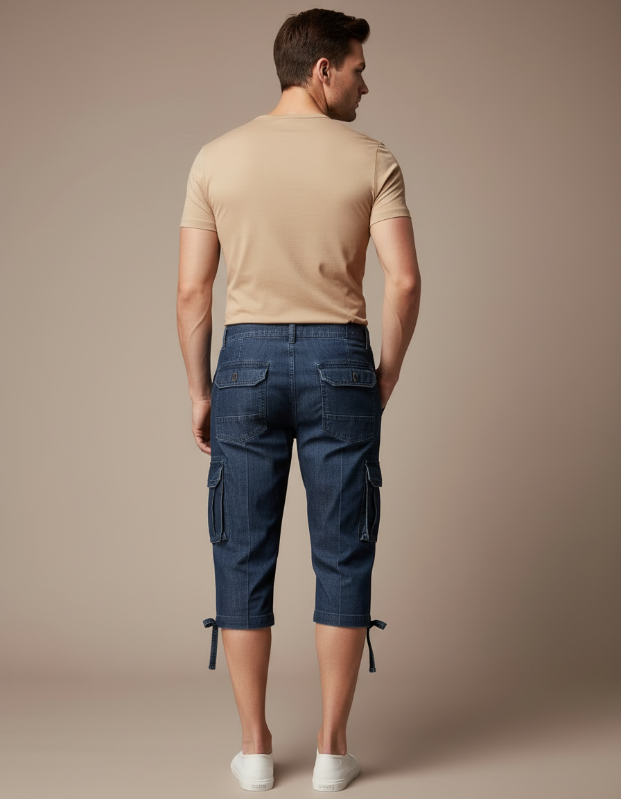 Pantalon Cargo Denim Bleu Multipoches Homme - Jean - vue 2