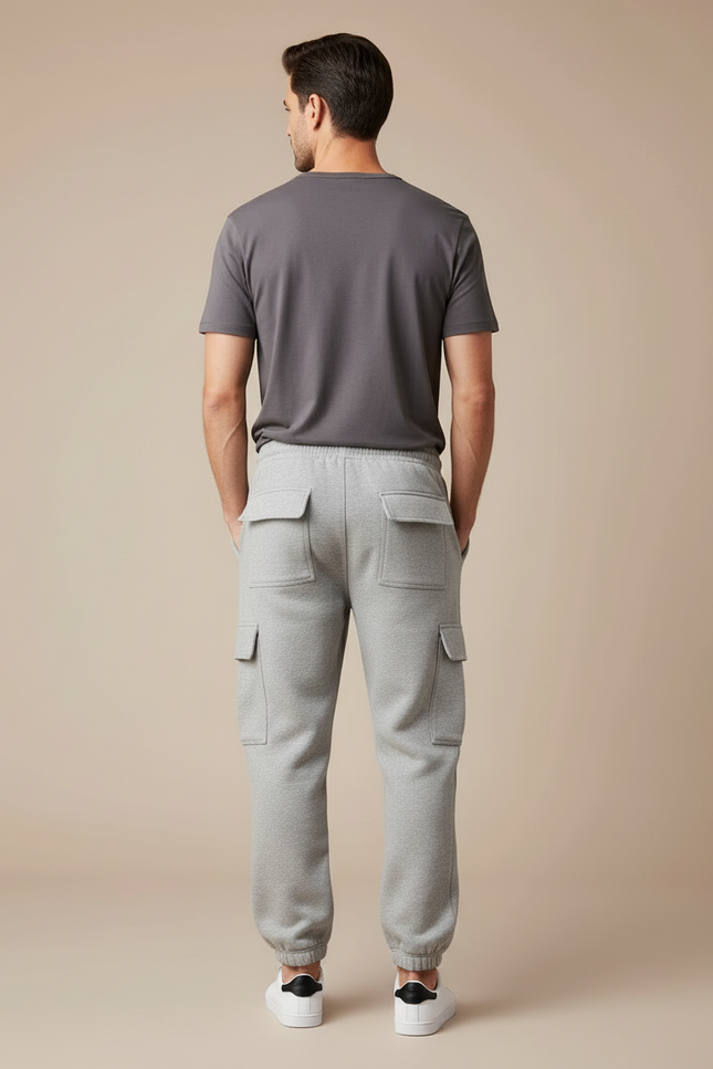 Pantalon Cargo Gris Molleton Ample Multipoches Homme - vue 2