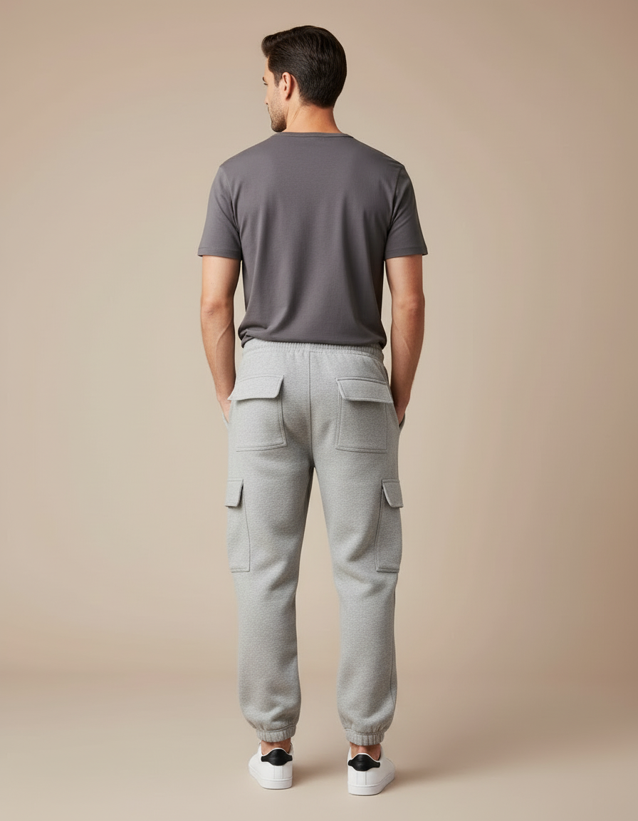 Pantalon Cargo Gris Molleton Ample Multipoches Homme - vue 2